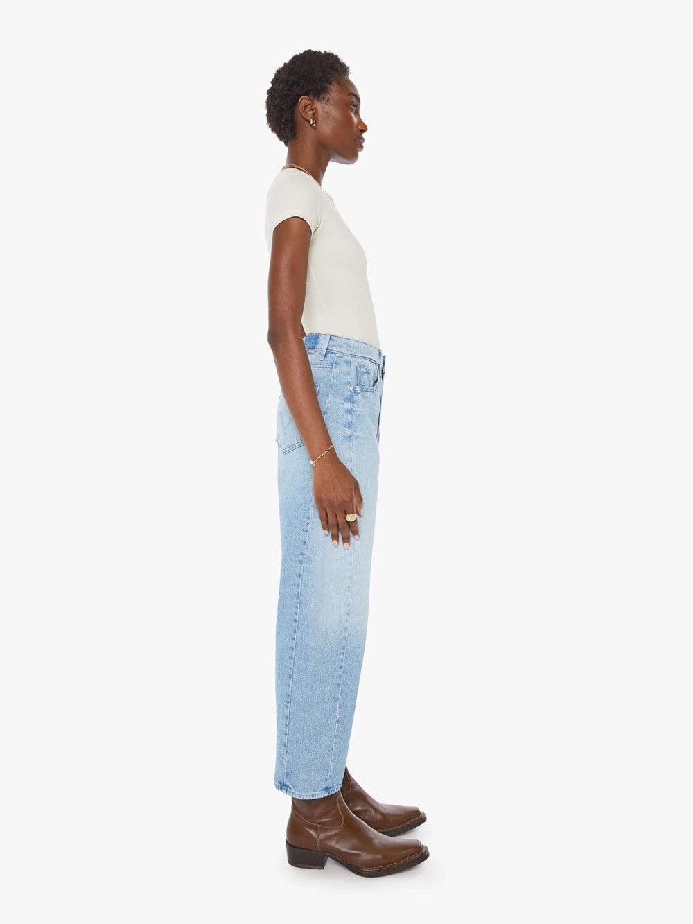 Mother Jeans The Half Pipe Blue High-Rise Straight Jeans This Is How I Roll - Picture 2 of 9